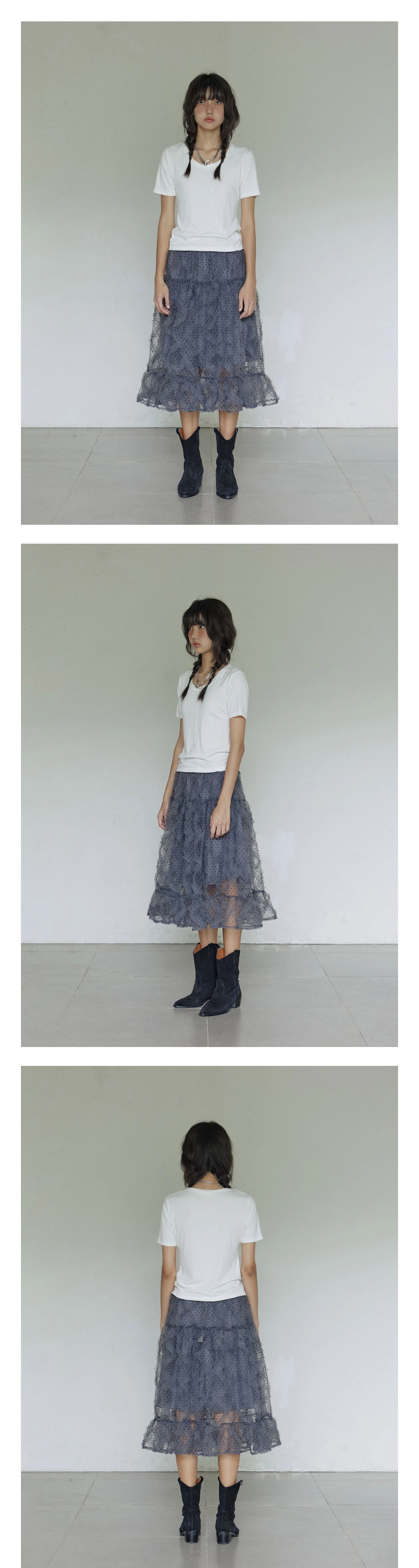 HOKUSPOKUS ■ Polka dot frill skirt MUSINSA | HOKUSPOKUS Polka dot frill skirt / Blue