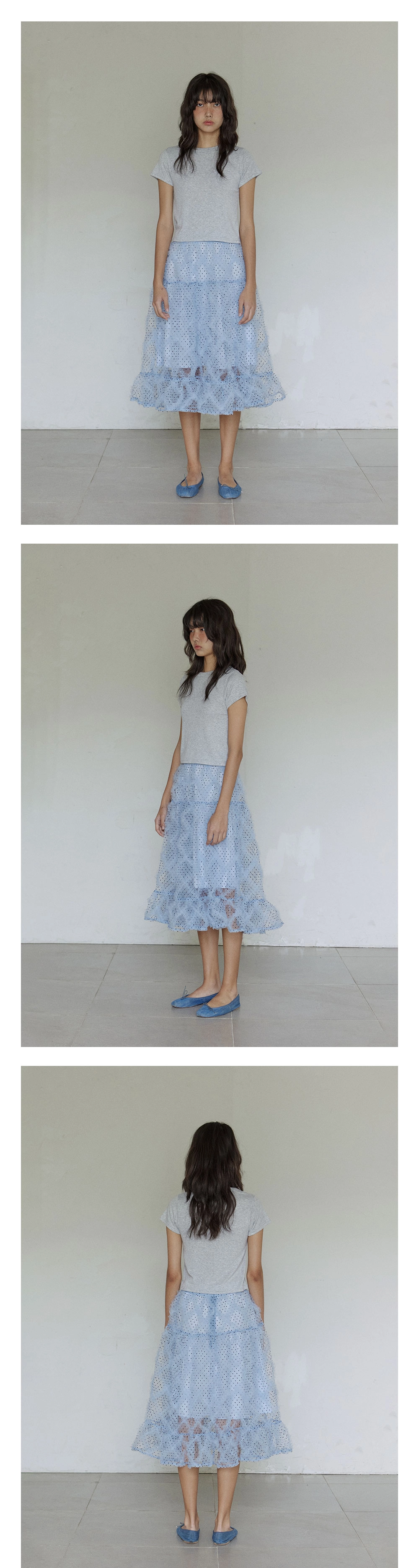 Polka dot frill skirt / Blue : HOKUSPOKUS (호쿠스포쿠스)