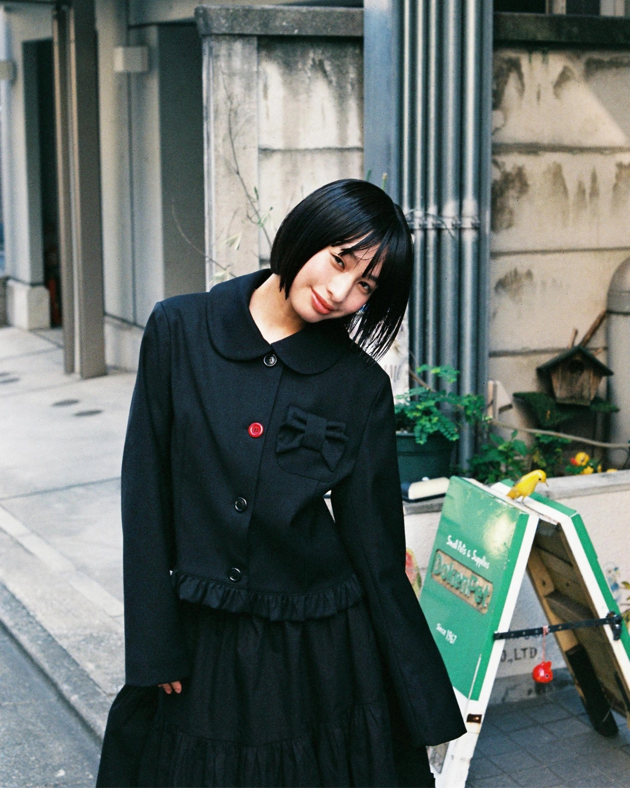 ジャケット・アウター LO AXUAL PETER PAN COLLAR RIBBON JACKET PETER PAN COLLAR RIBBON JACKET_BLACK (9차 재입고) : LO AXUAL