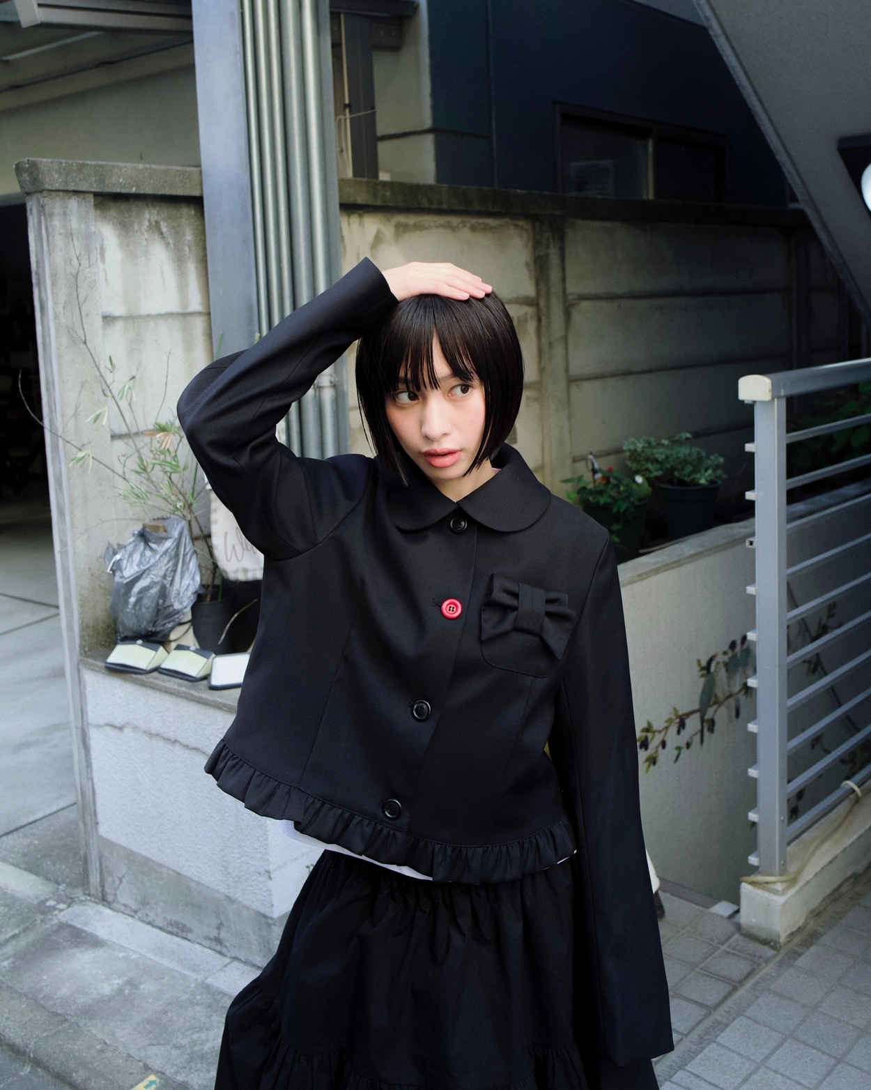 PETER PAN COLLAR RIBBON JACKET_BLACK (9차 재입고) : LO AXUAL