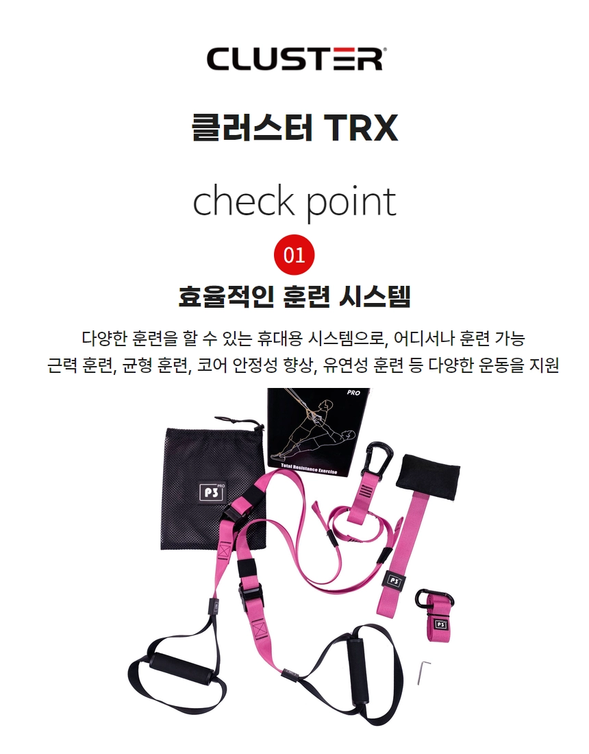 클러스터 TRX 서스펜션 트레이너 전신 저항 밴드 홈트 홈짐 코어 운동 : 클러스터 코리아