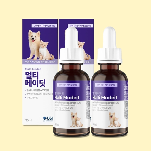 멀티메이딧 강아지 고양이 잎새버섯 고함량 추출물 면역 영양제 2병세트