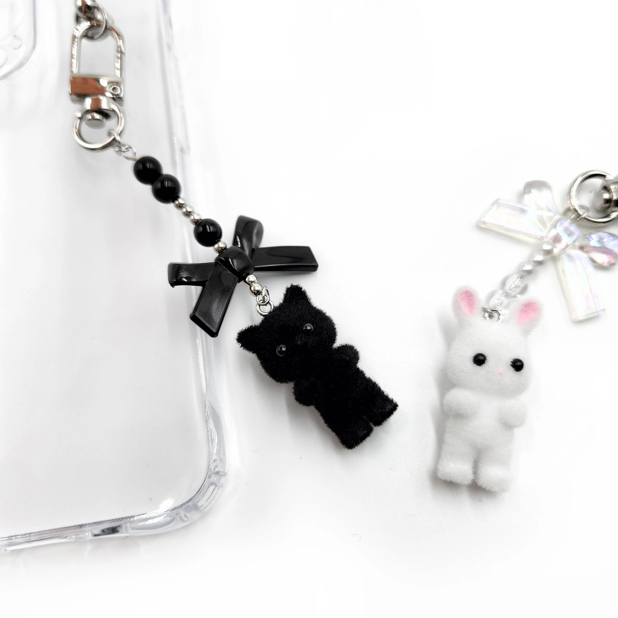 러블리 리본 토끼 키링 핸드폰 가방 포인트 악세사리