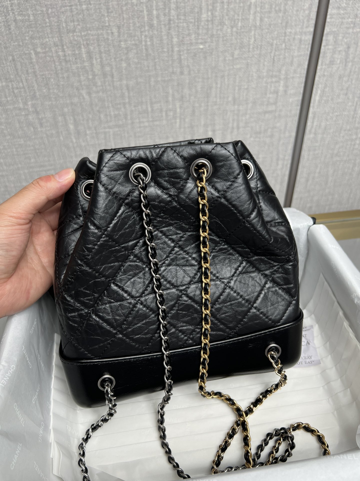 샤넬 가브리엘 카프스킨 블랙 빈티지 실버