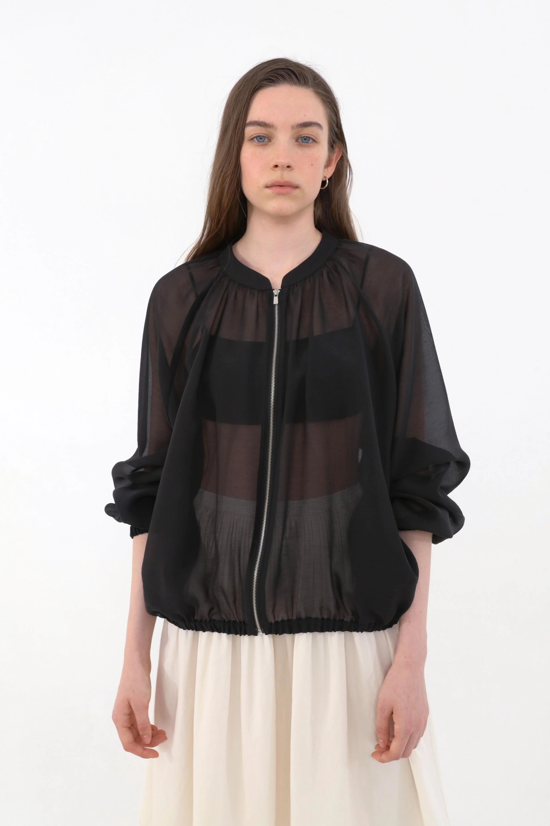 Brill Sheer Shirring Jumper [Black] : MUARMUS