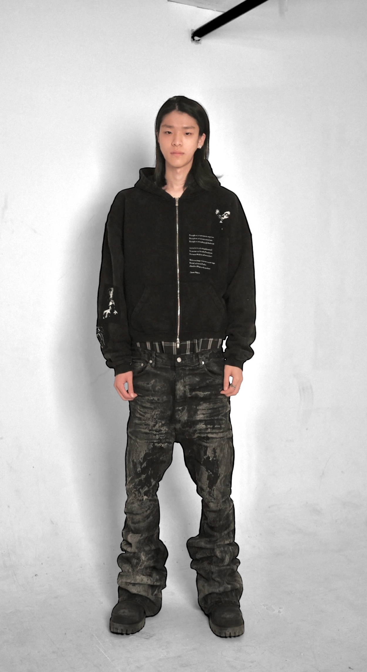 トップス EMOstanceclub Washed patch zip hoodie EMOSTANCECLUB : 에모스탠스클럽] SMOKE WASHED PATCH ZIP