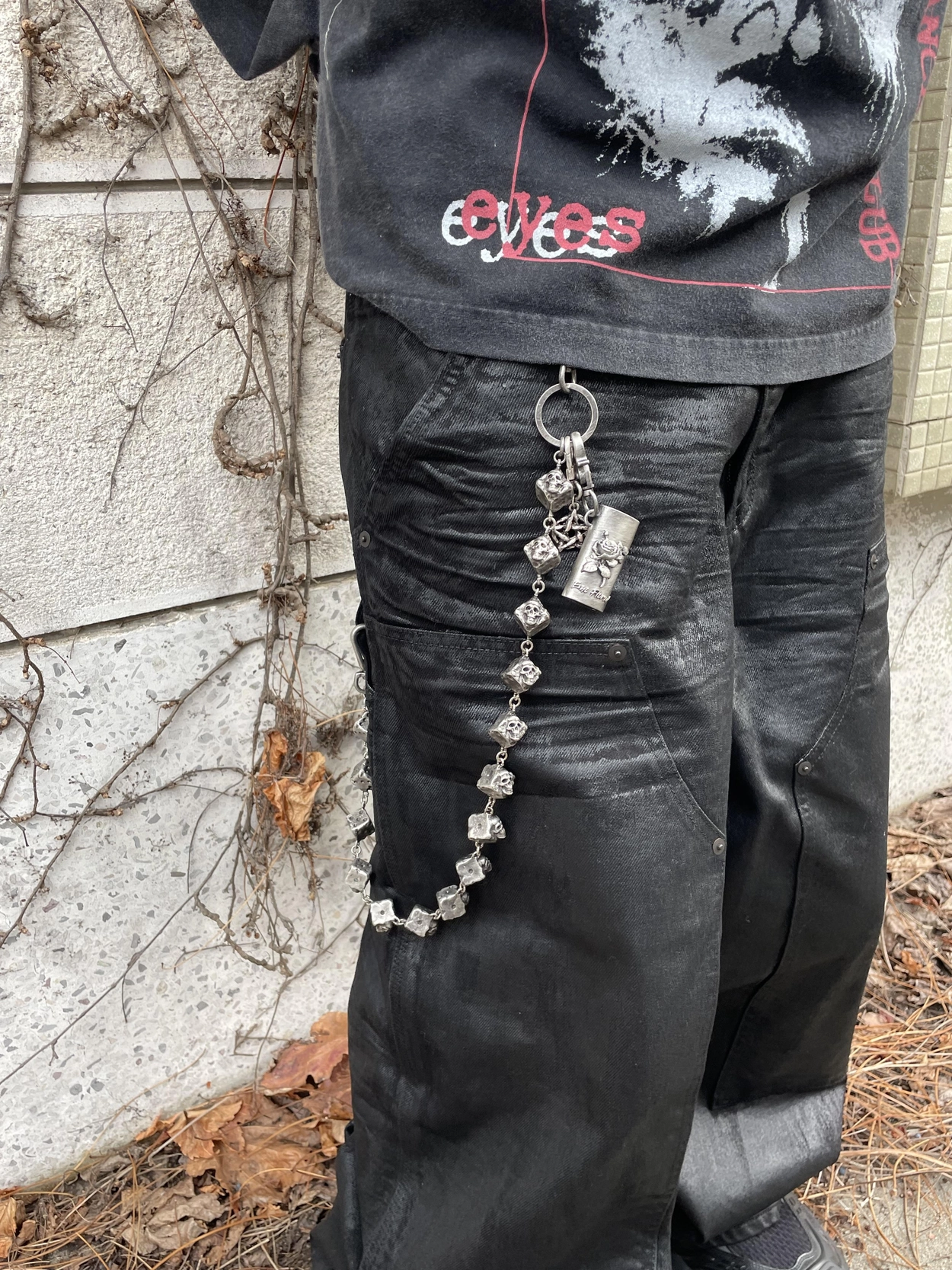 パンツ emostanceclub coated carpenter baggy Blur coated wide baggy carpenter jeans (Length/Waist/Thigh