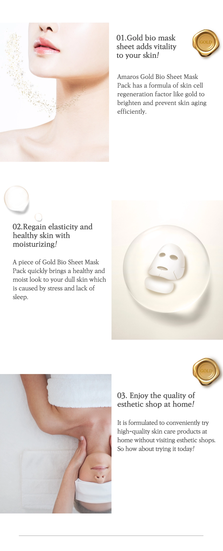 Gold Bio Sheet Mask Pack : AMAROS