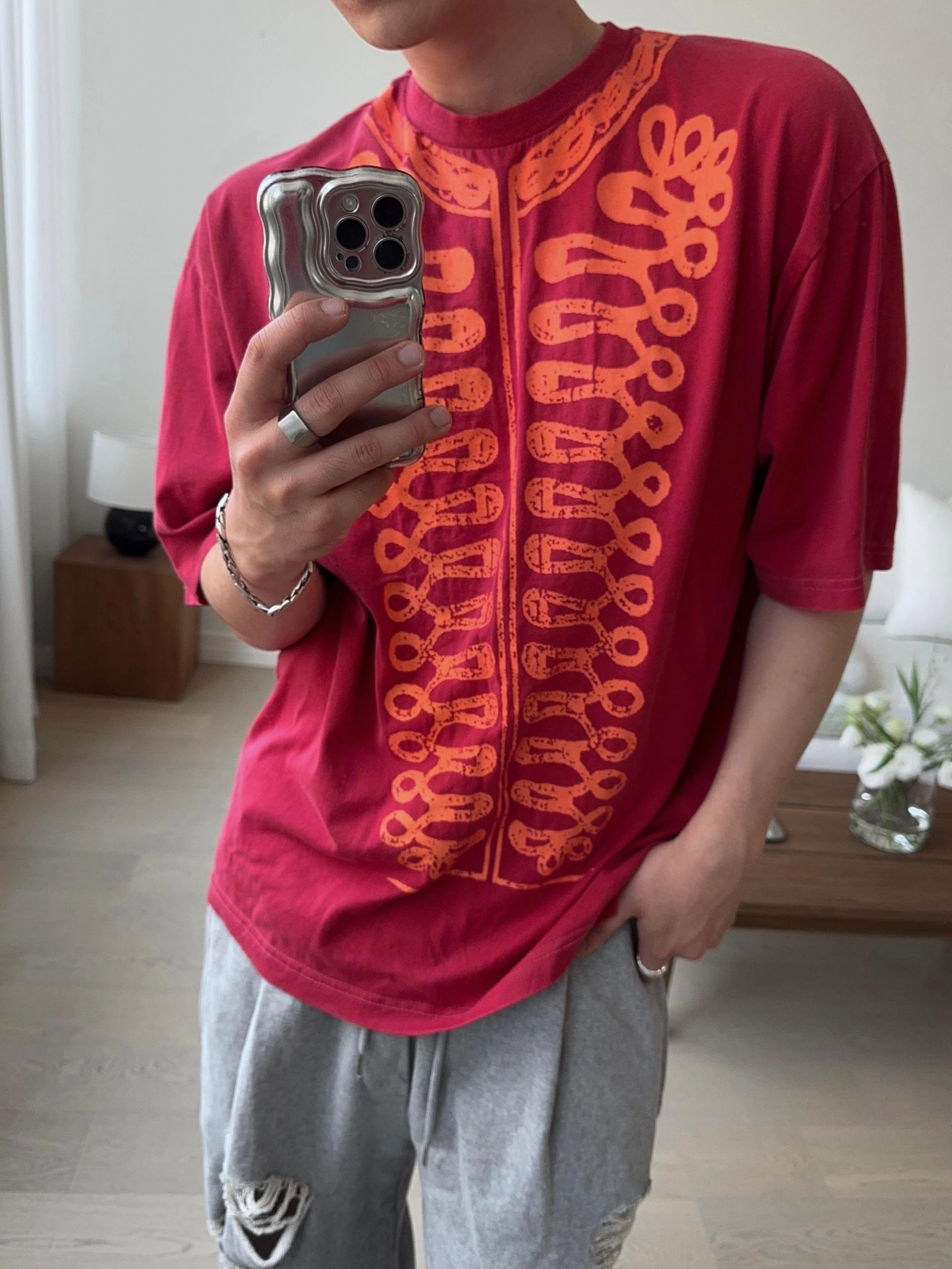拿破崙豬圖案水洗短袖T卹