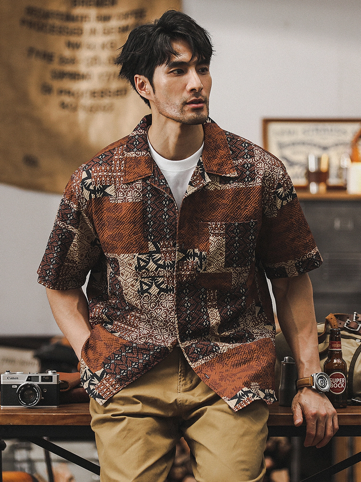 KLASICA SH-034 HALF SLEEVE SHIRT (Amber)（Button Up Short