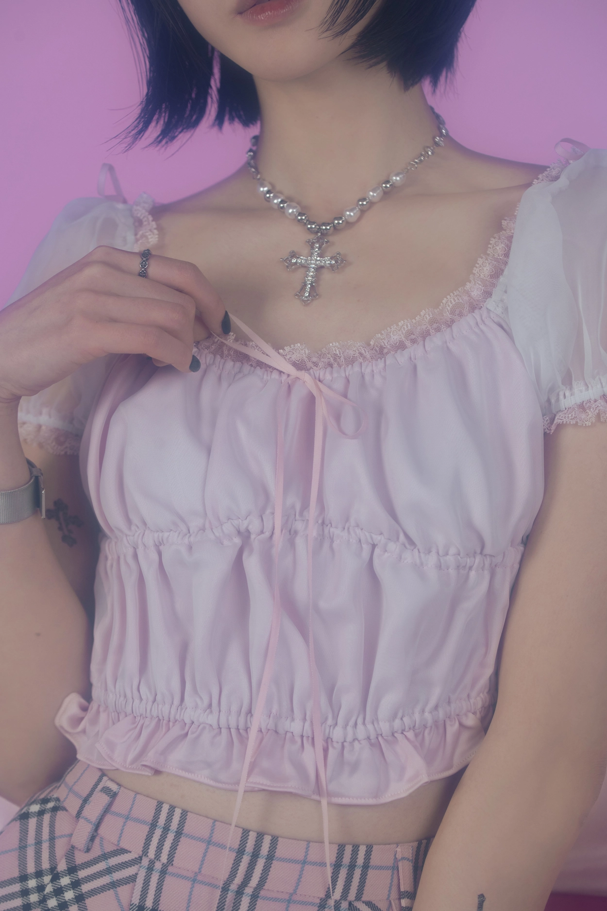 【IDANG CLUB】shirring top shirring top : idang global