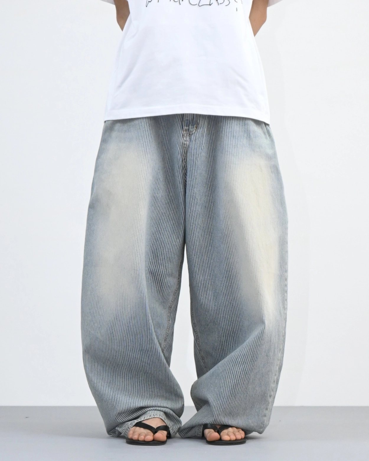 vintage stripe balloon denim pants : egot 이곳