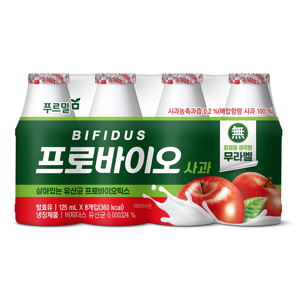 푸르밀 비피더스 프로바이오 사과 125mL 8개입 발효유 제품