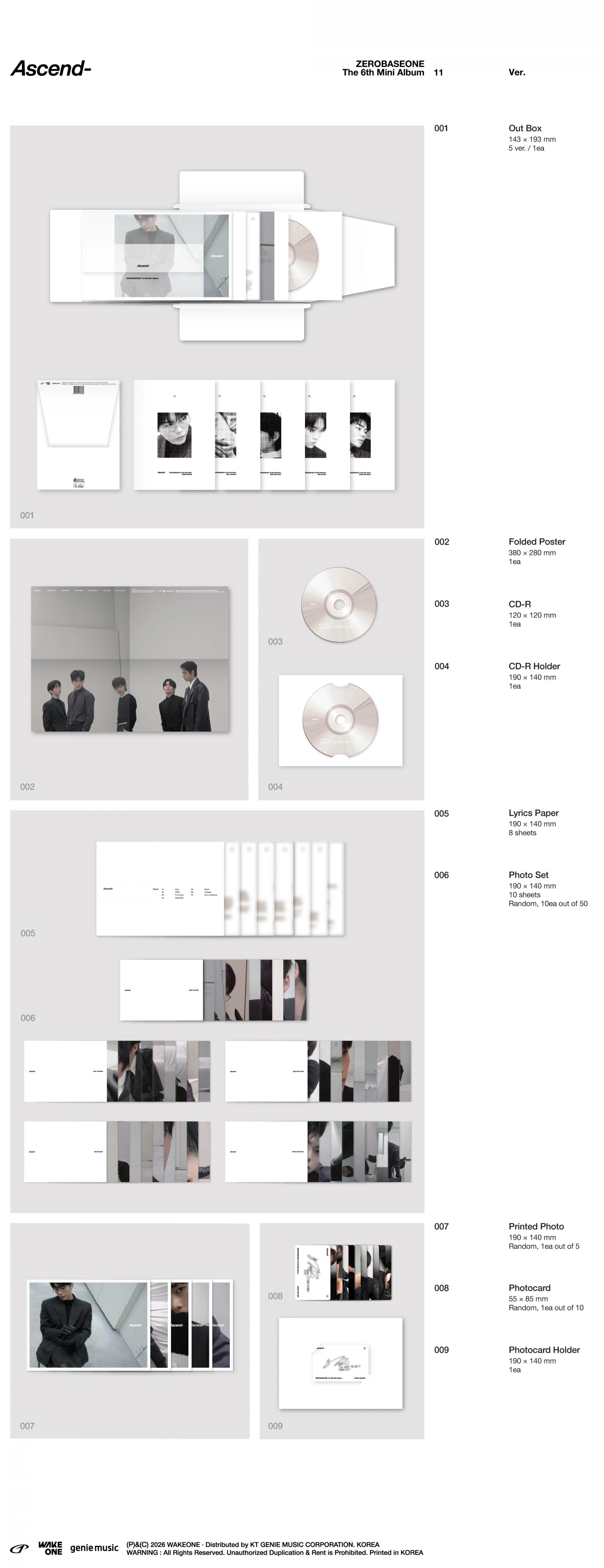 (PRE-ORDER) ZEROBASEONE - The 6th Mini Album [Ascend-] 11 Ver. (Random Ver.)