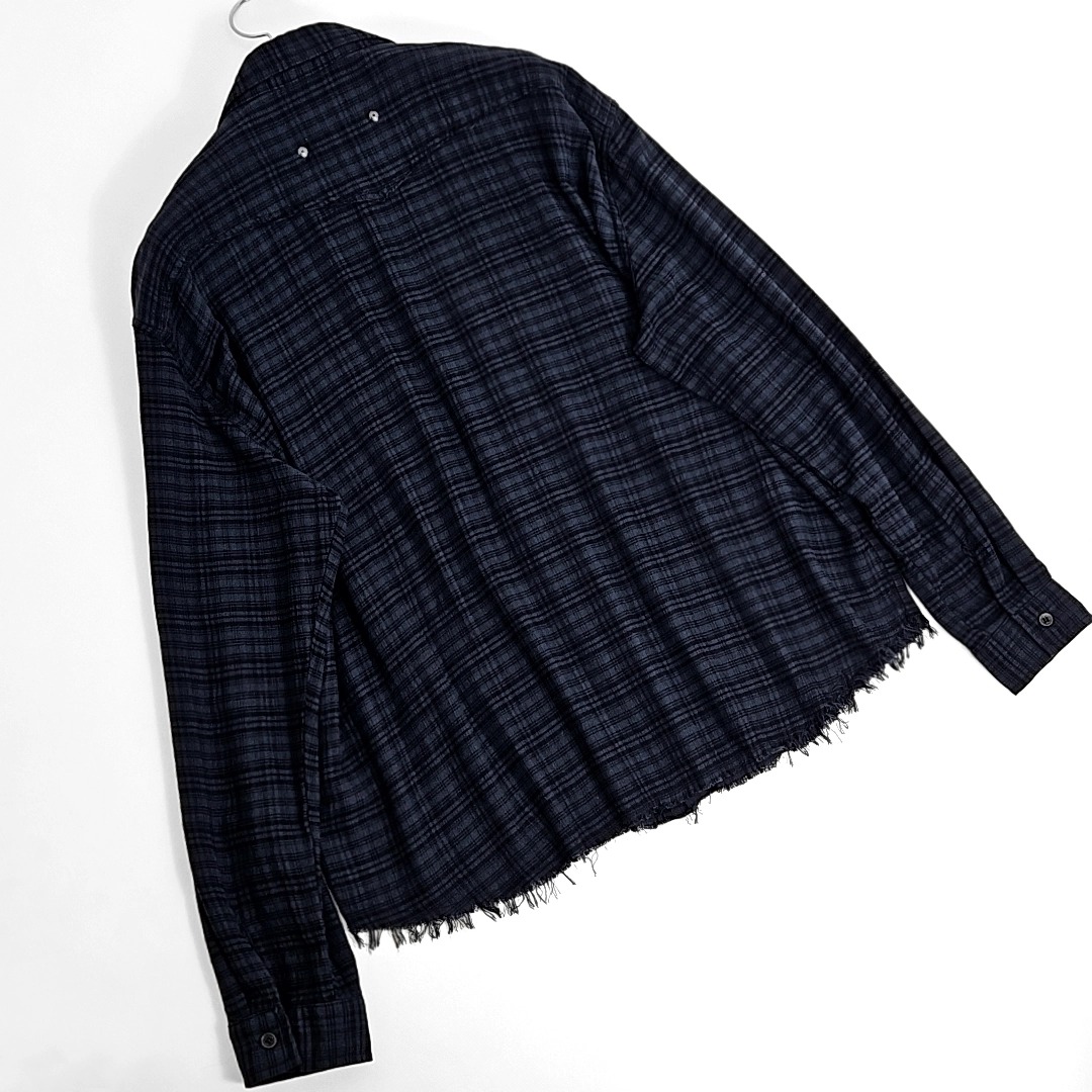 Kariya western vintage cut check shirts (dark navy