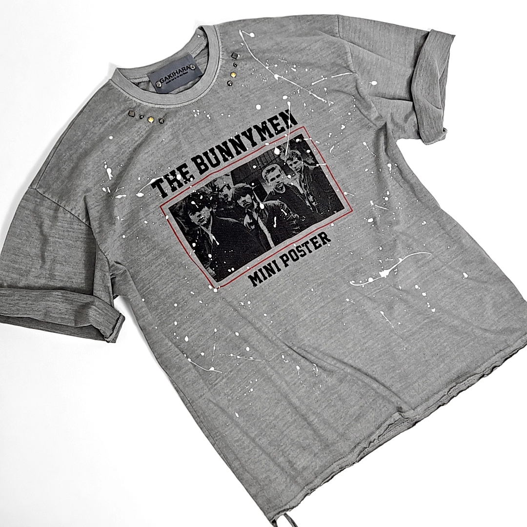Tシャツ・カットソー [GAKIHARA] THE BUNNYMEN PAINTING TSHIRTS The bunnymen poster punk painting tshirts (gray) : GAKIHARA
