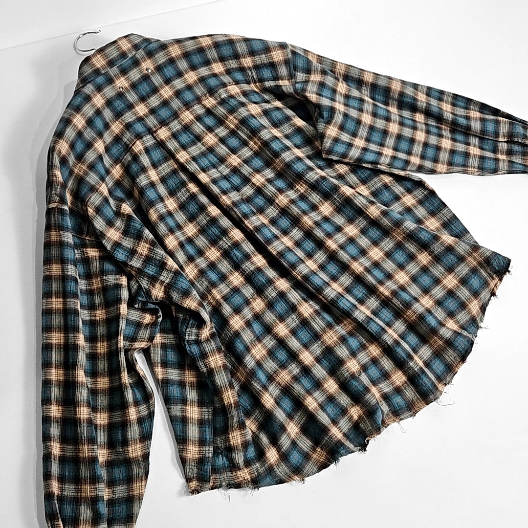 Shinika western over silhouette check shirts (turquoise