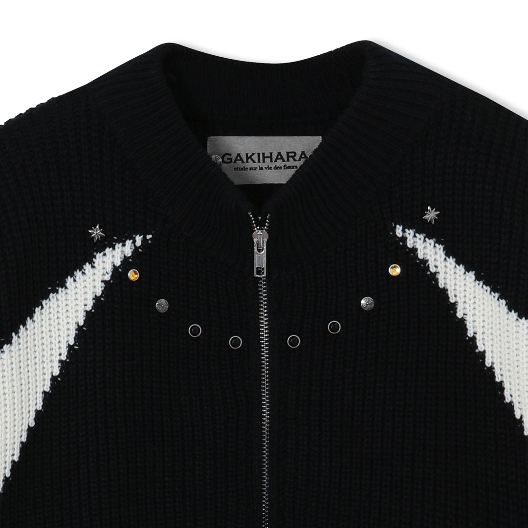 Yuki  Yuki arch gems knit zipup (black) : GAKIHARA 가키하라