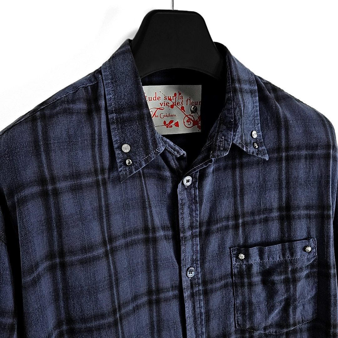 Segiyen western vintage dying half check shirts (blue