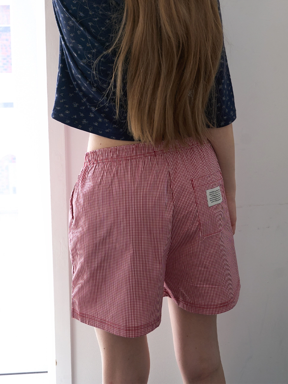 (w) 데일리 레드 체크 쇼츠