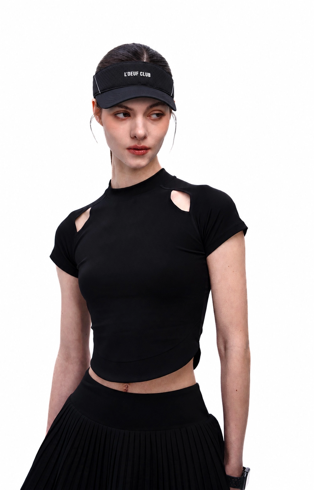 Hazel Tennis Visor Hat - Black