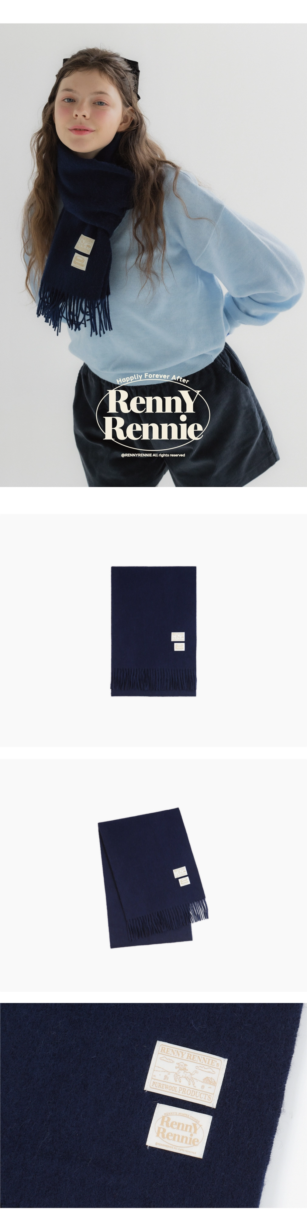 PREMIUM PURE WOOL 100 MUFFLER [ NAVY ] - 프리미엄 울 100