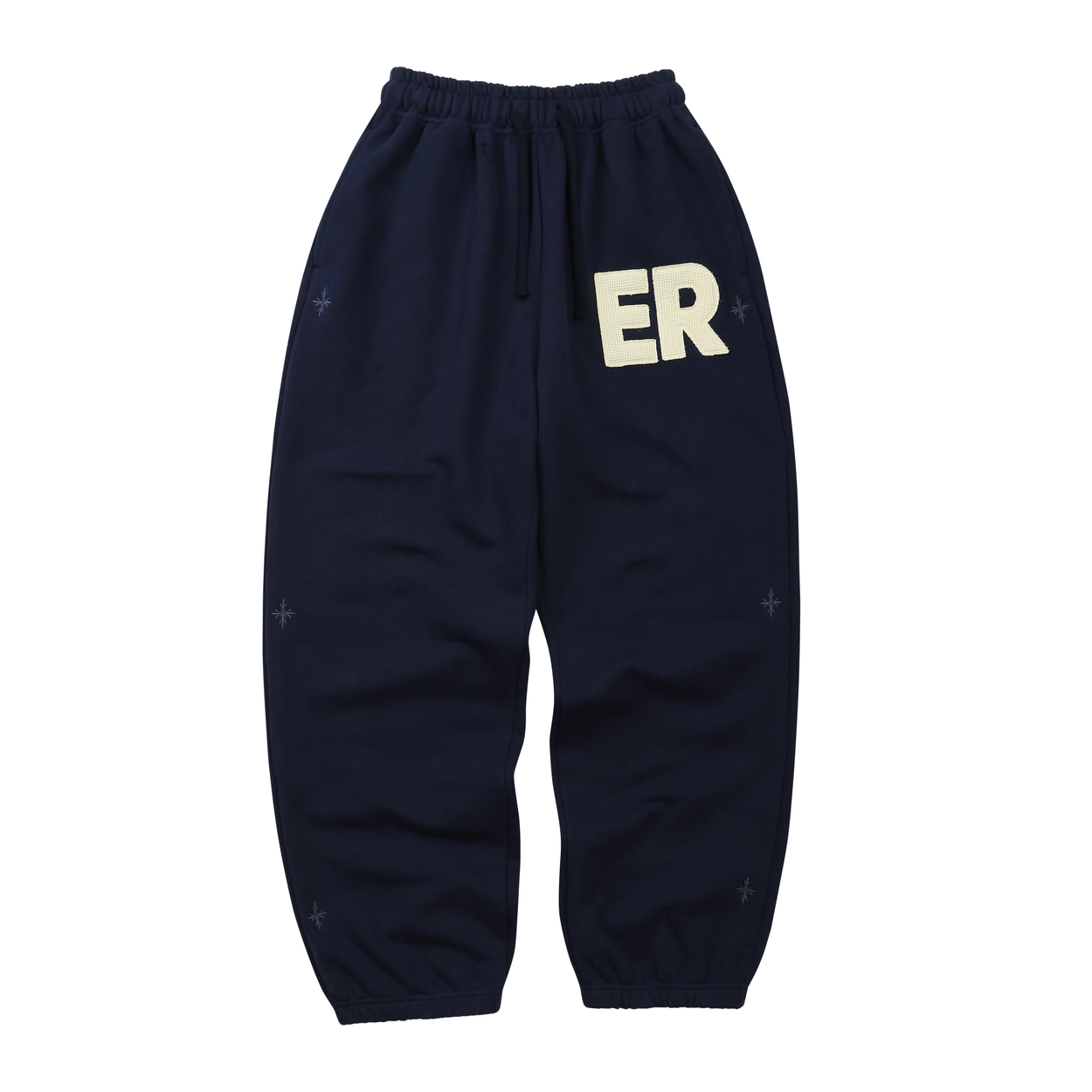 ER waffle applique long sweat pants (Navy)