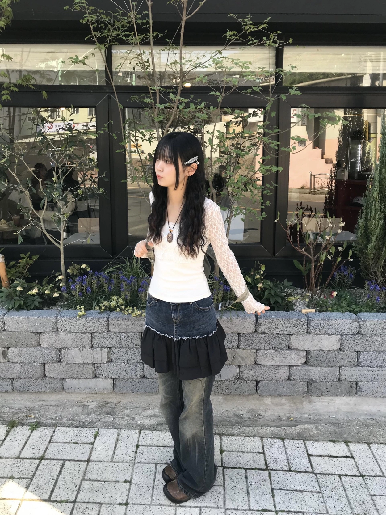 レース編みクロップドカーディガン レース ジャガード クロップド ニット カーディガン