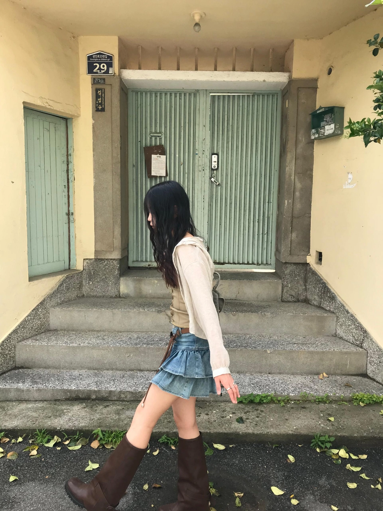 ティアードスカート モノトーンプリントティアードスカート