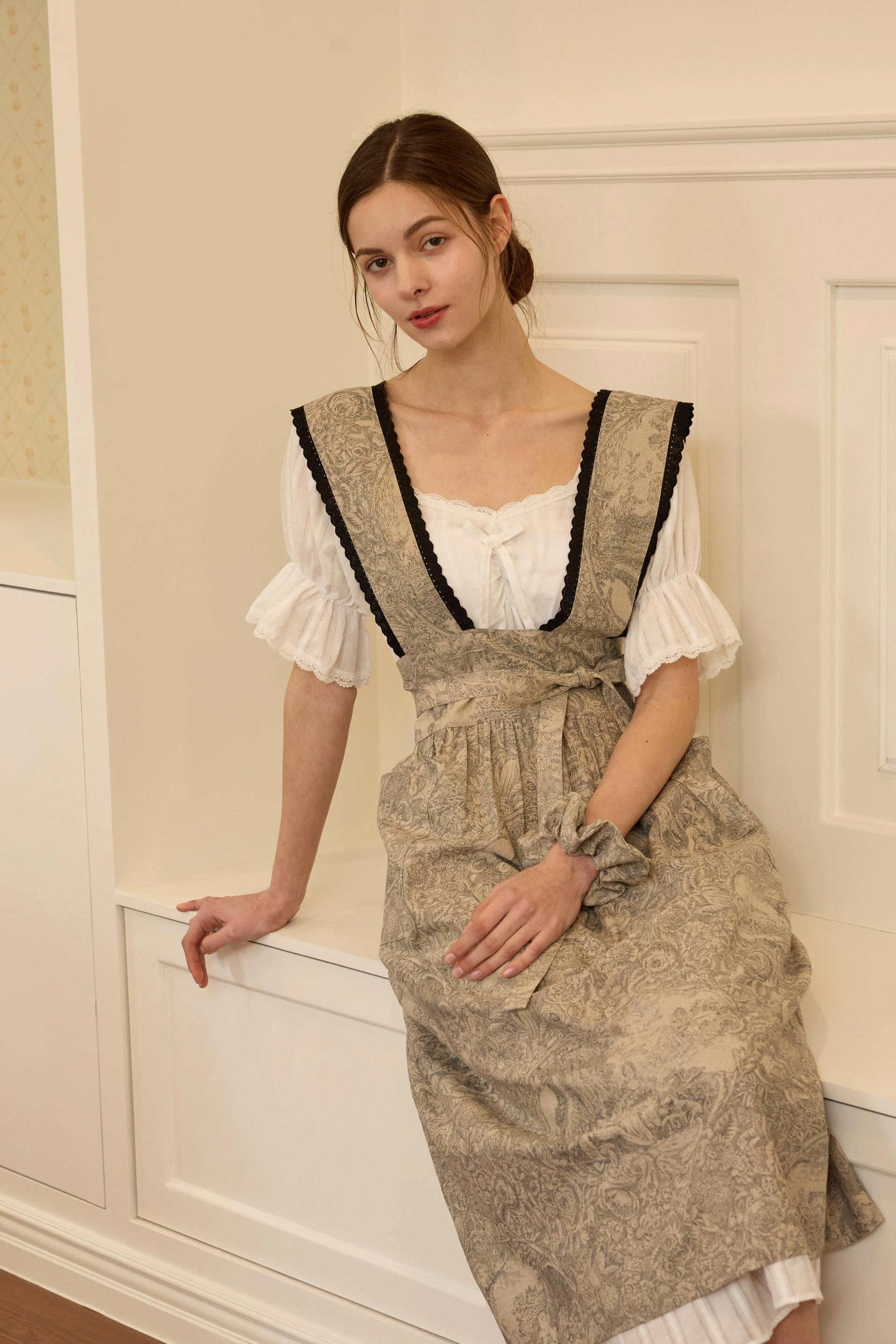 my dearest white lace short sleeve mini dress Ti Amo Lace Bust Long Sleeve Mini Dress White main image 1