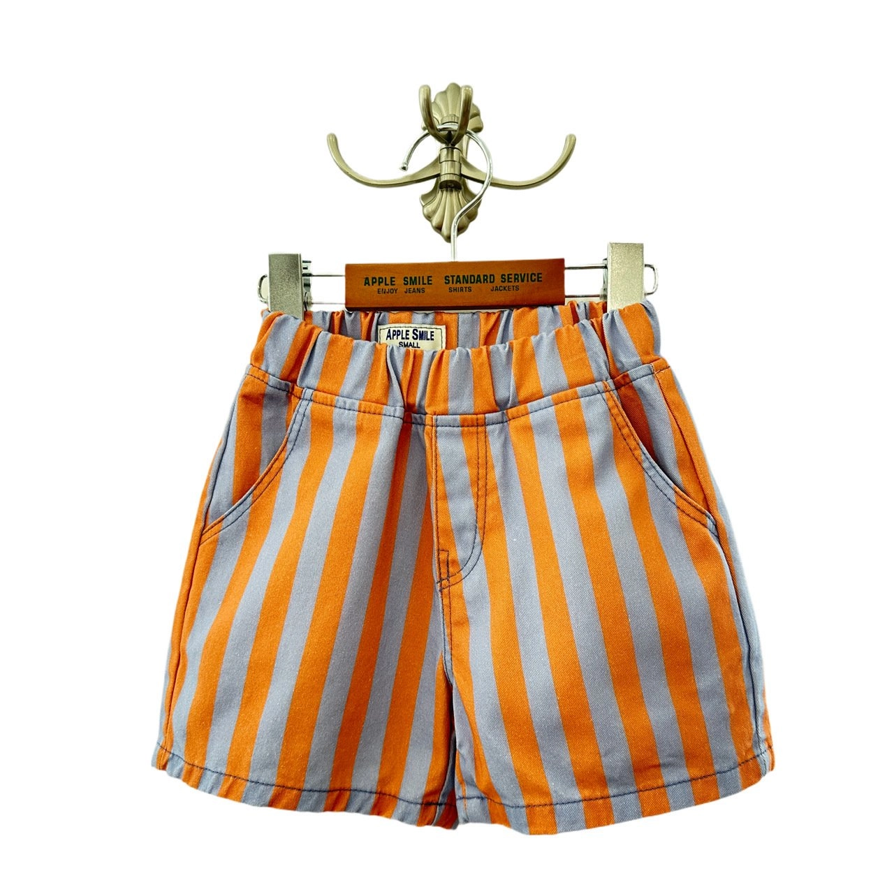 Apple Smile Border Stripe Shorts Orange