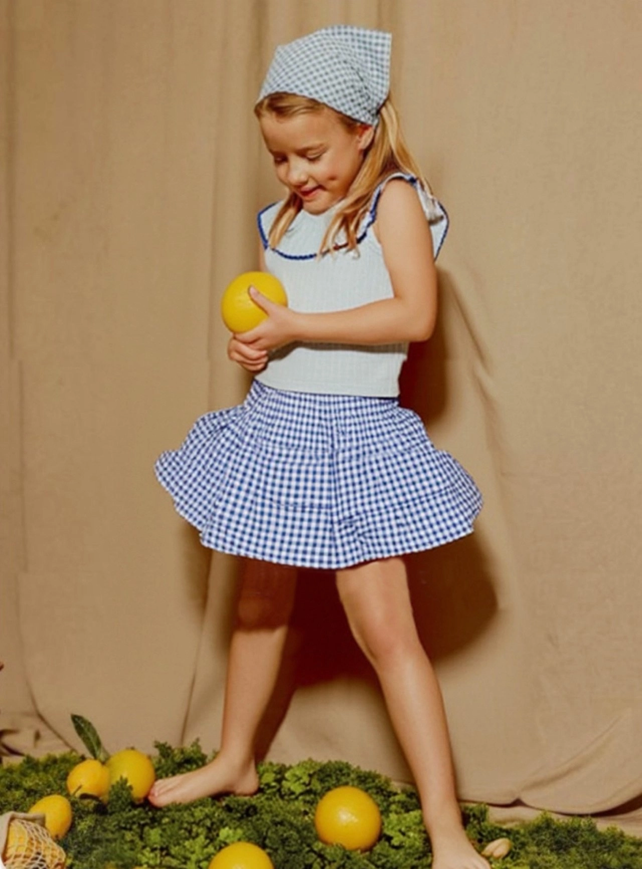 Apple Smile Tiered Shorts Blue