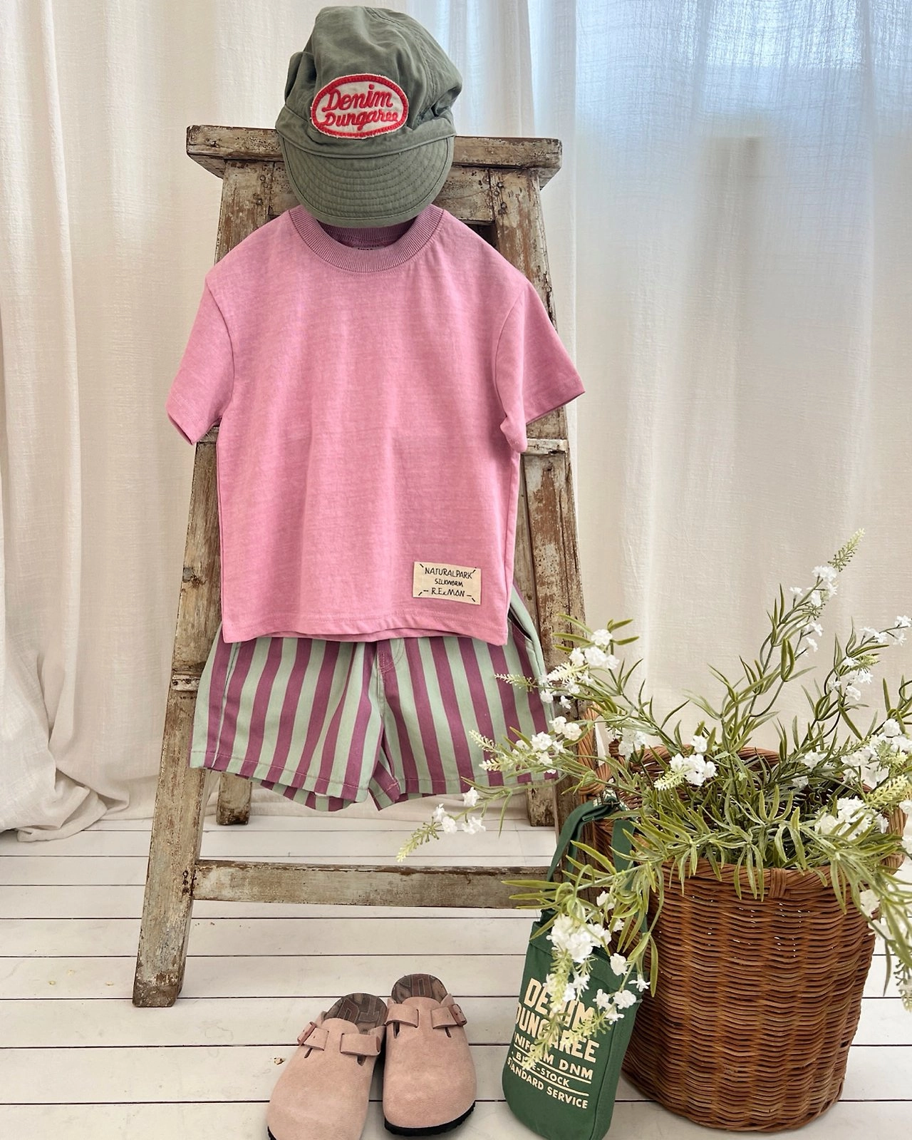 Apple Smile Border Stripe Shorts Mint