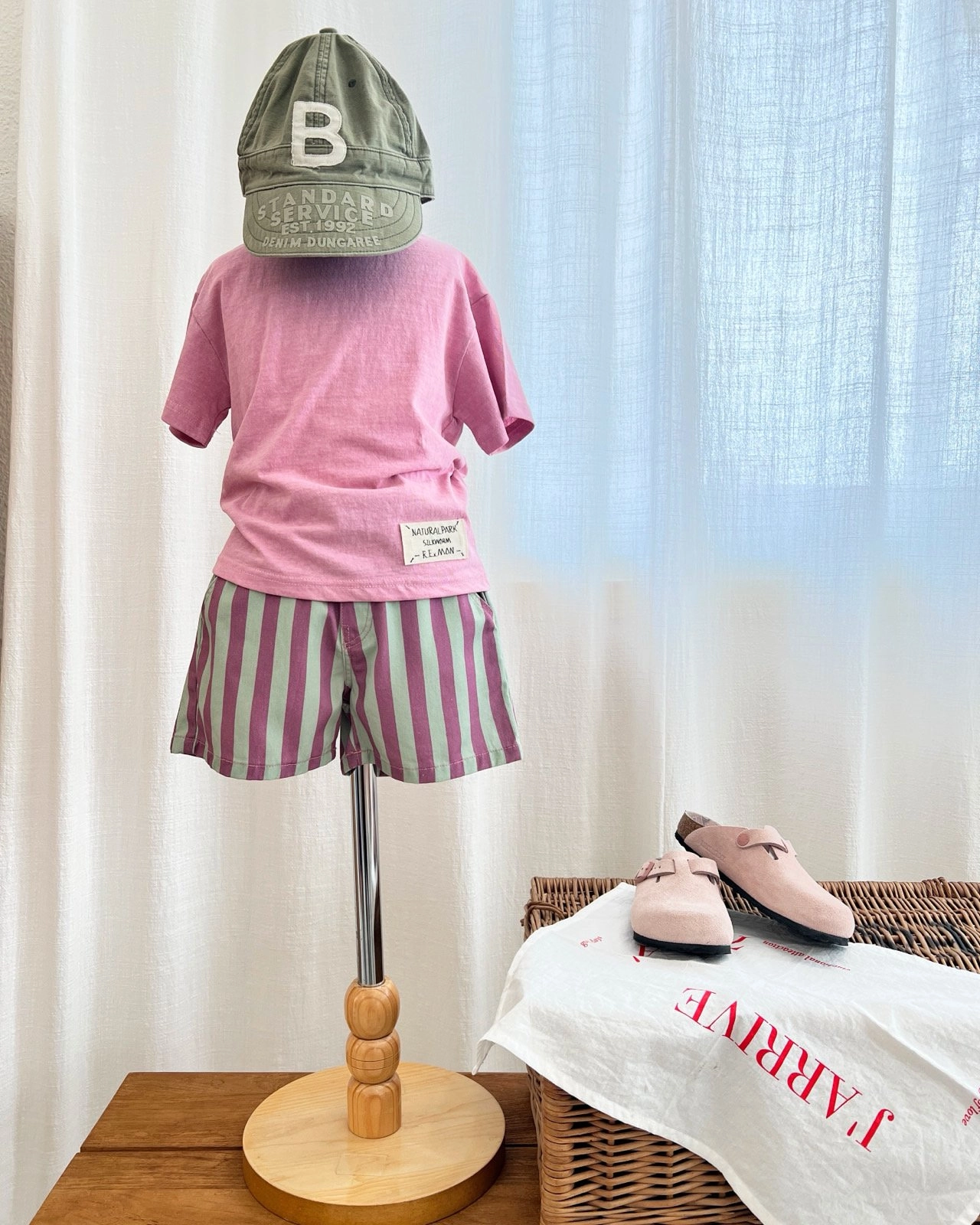 Apple Smile Border Stripe Shorts Mint