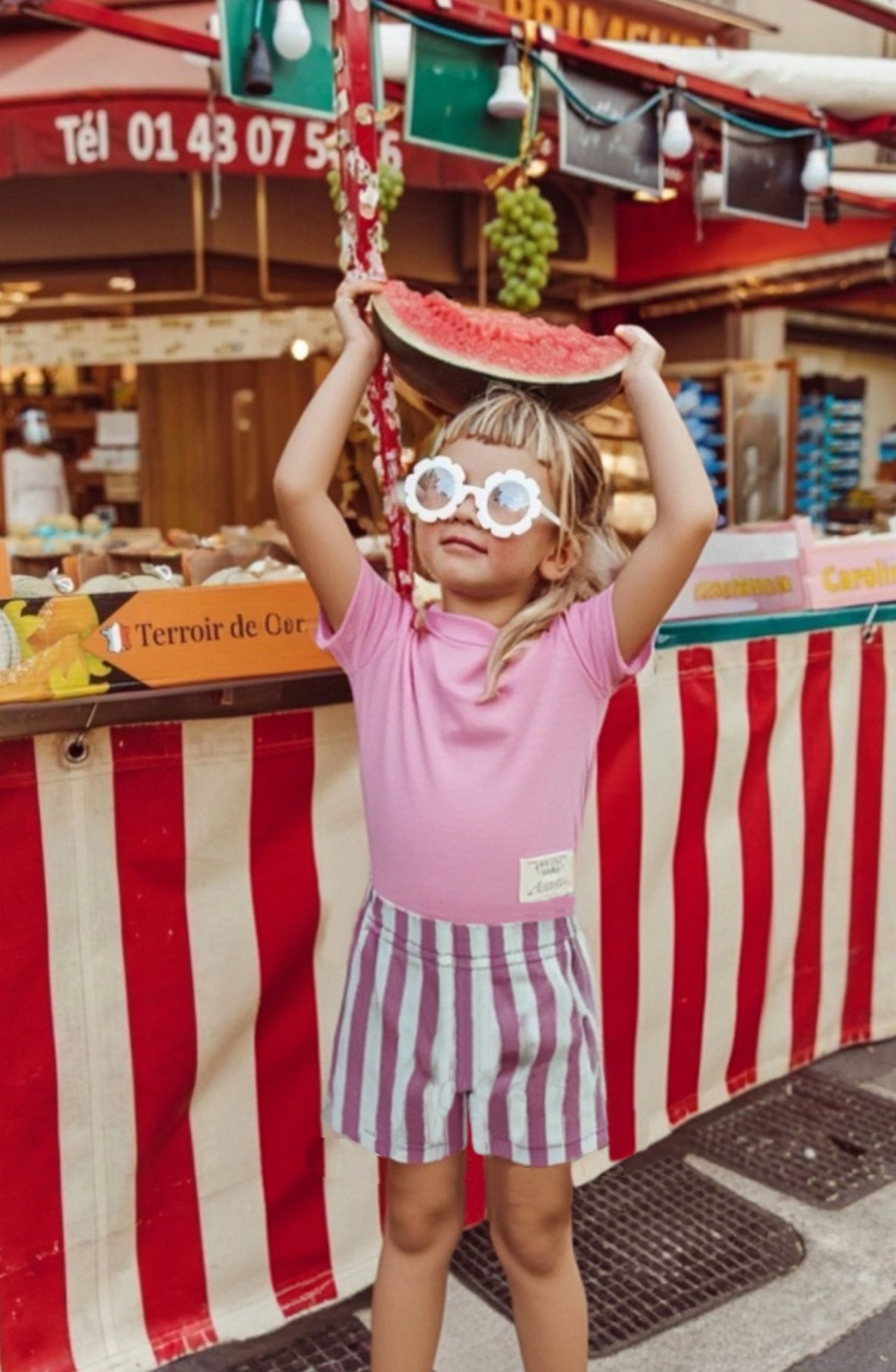 Apple Smile Border Stripe Shorts Mint