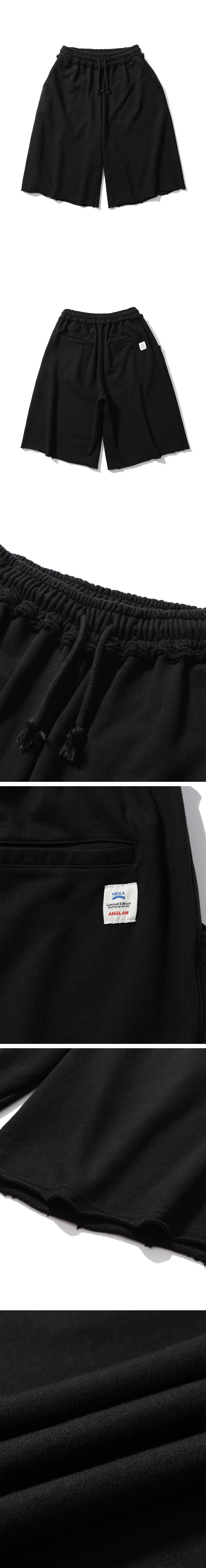 ANGLAN x HEKA] Raw Edge Sweat Half Pants - Melange Grey