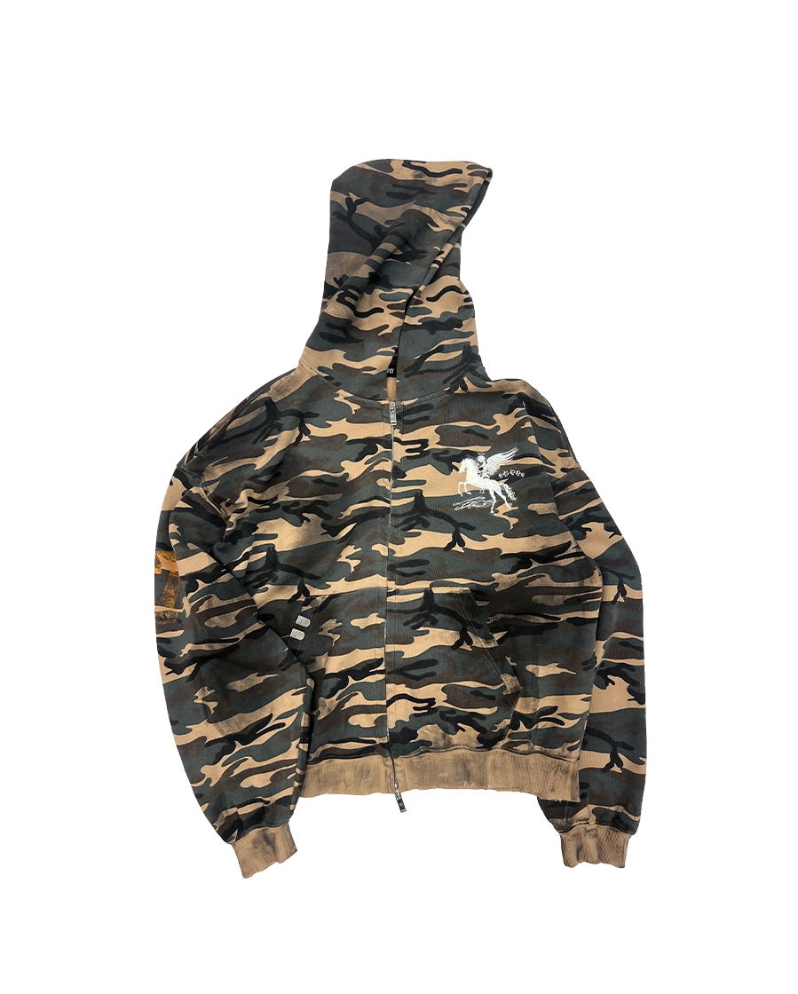 DIRTY FALLING ANGEL ZIP-UP HOODIE - DIRTY CAMO : PACOSPLY