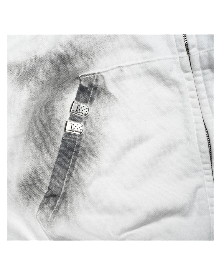 DIRTY FALLING ANGEL ZIP-UP HOODIE - DIRTY WHITE : PACOSPLY