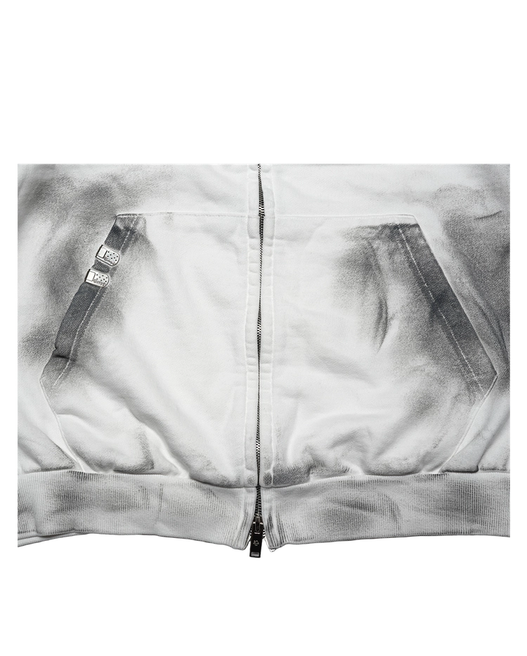 DIRTY FALLING ANGEL ZIP-UP HOODIE - DIRTY WHITE : PACOSPLY