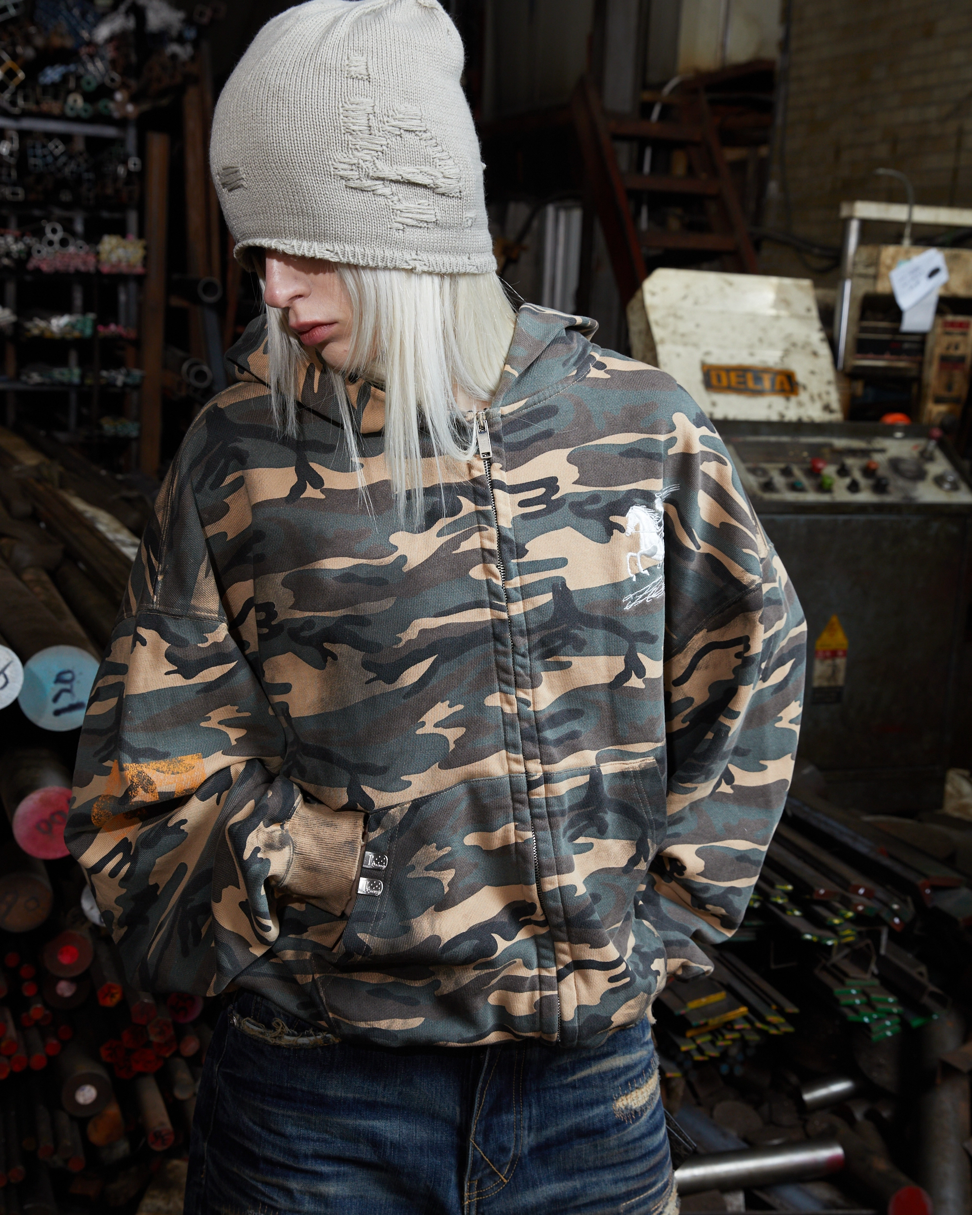 DIRTY FALLING ANGEL ZIP-UP HOODIE - DIRTY CAMO : PACOSPLY
