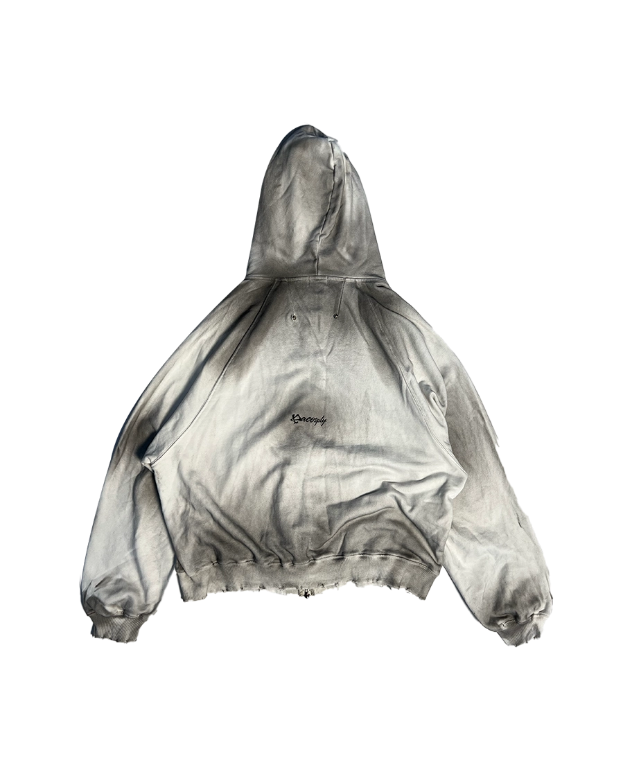 DOLLY DIRTY ZIP UP HOODIE - DIRTY WHITE : PACOSPLY