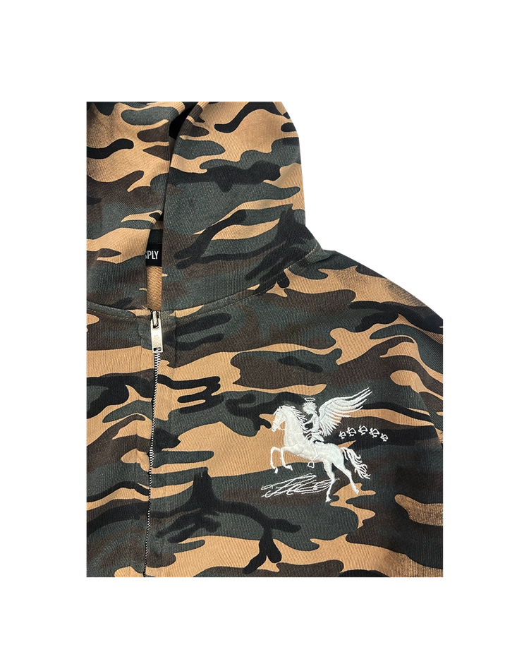 DIRTY FALLING ANGEL ZIP-UP HOODIE - DIRTY CAMO : PACOSPLY