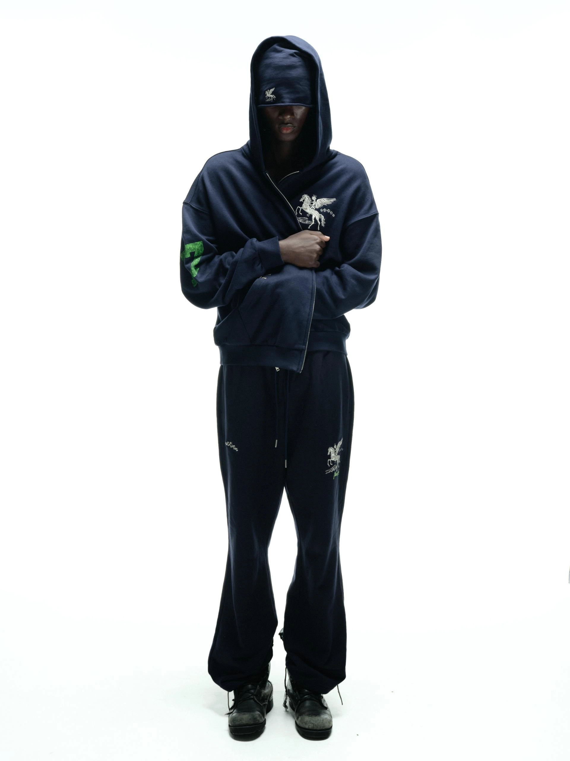 FALLING ANGEL ZIP UP HOODIE - NAVY : PACOSPLY