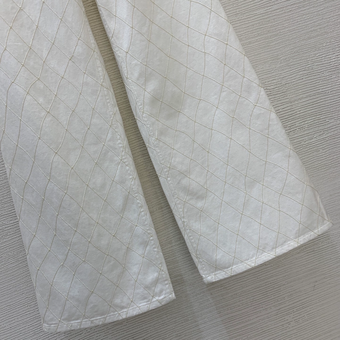 [샤X] 퀼팅 와이드 데님 팬츠