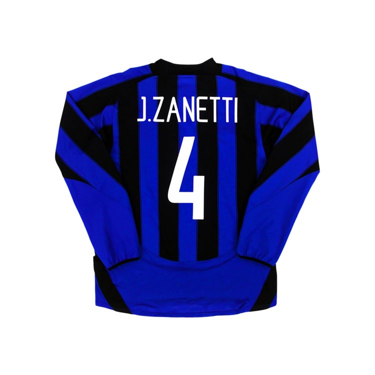 112663 ] Nike Inter Milan 03/04 2003/2004 Home L/S Javier Zanetti 4 L