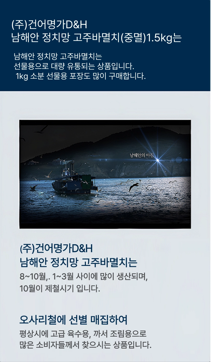 [마산어시장 동해상회] 정치망 남해안 고주바멸치(중멸) 특품 1kg / 1.5kg