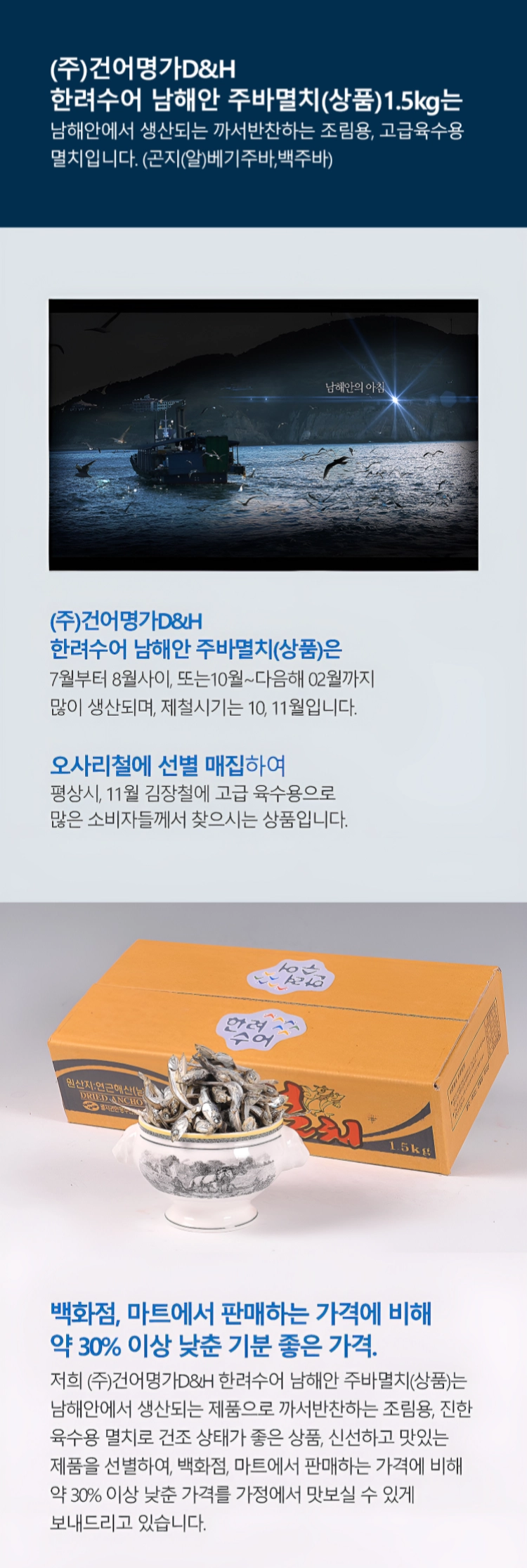 [마산어시장 동해상회] 한려수어 남해안 주바멸치(상품) 1kg / 1.5kg