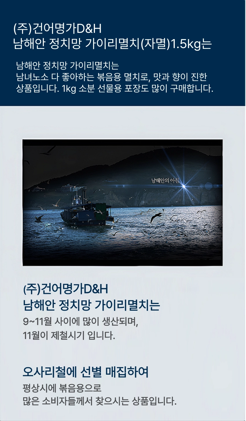 [마산어시장 동해상회] 정치망 남해안 가이리멸치(자멸) 특품 1kg / 1.5kg