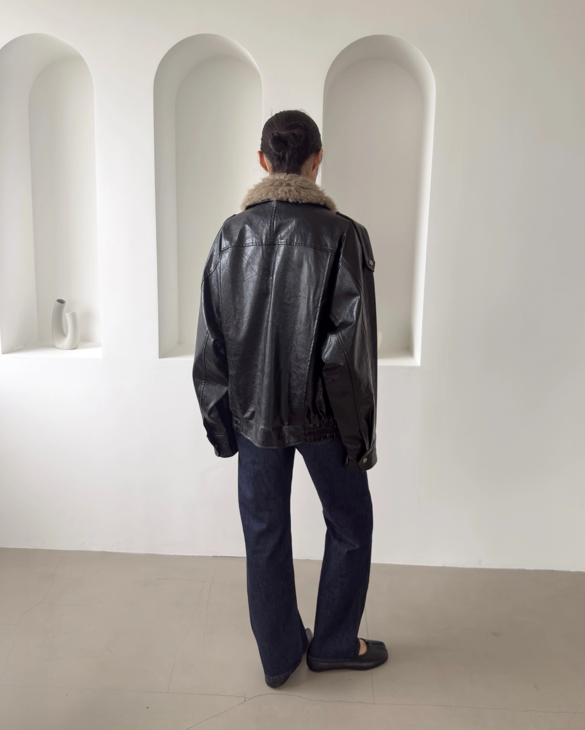 毛领复古夹克 / Fur Collar Blouson Jacket