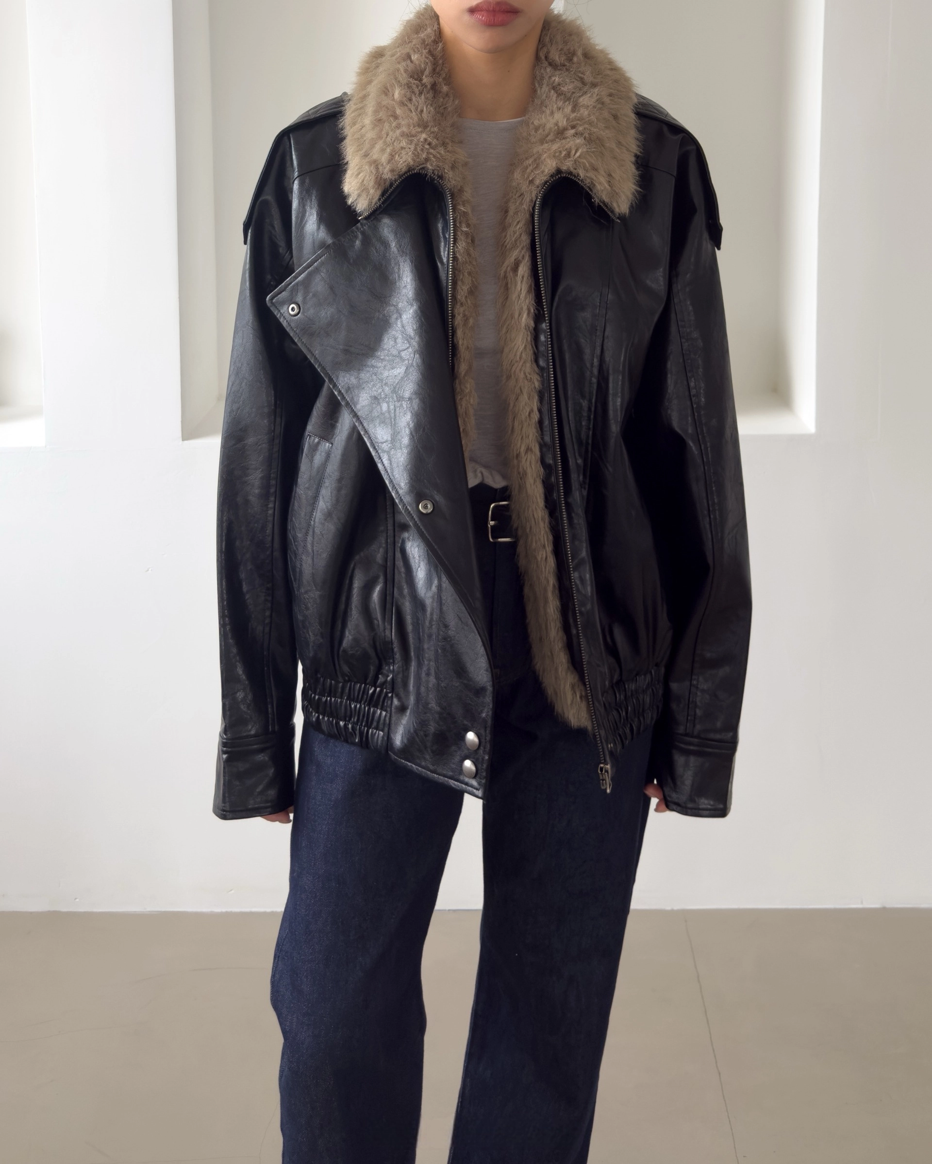 毛领复古夹克 / Fur Collar Blouson Jacket